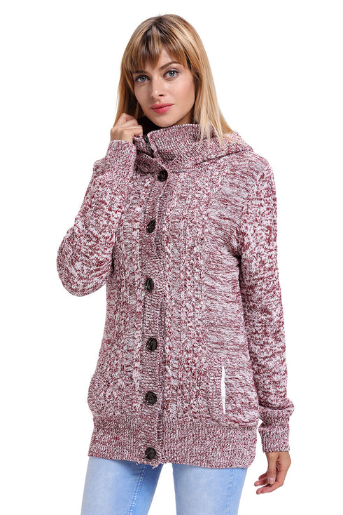 Long Sleeve Button-Up Hooded Cardigans